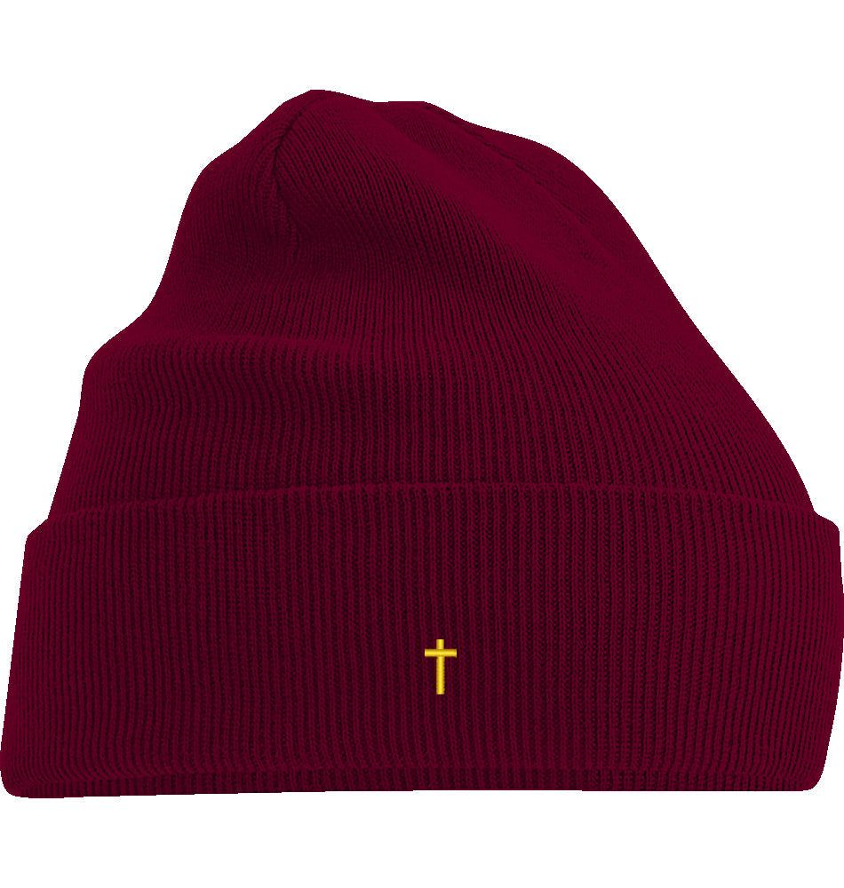Cross Beanie – Burgundy