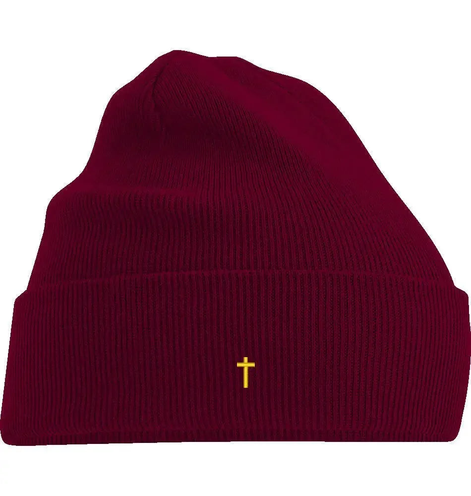 Cross Beanie – Burgundy