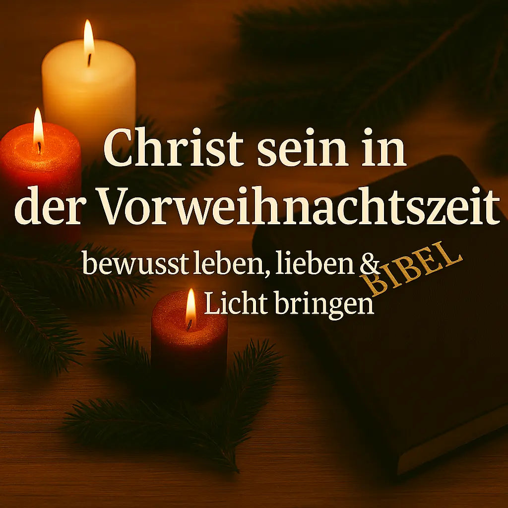 Weihnachtliche Kerze und Fichtenzweig als Symbol für christliches Leben in der Vorweihnachtszeit. 
