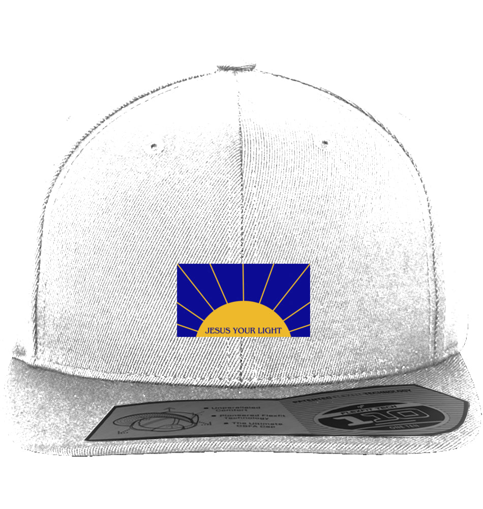 Jesus Your Light Cap – Weiß (Flexfit, Logo-Print)