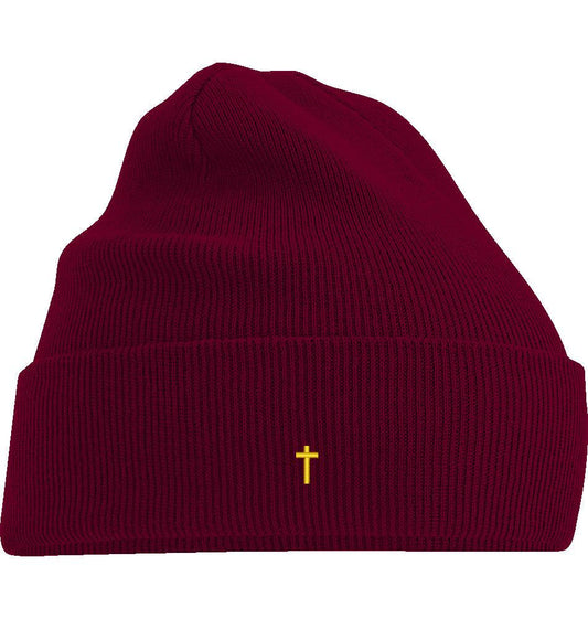 Cross Beanie – Burgundy