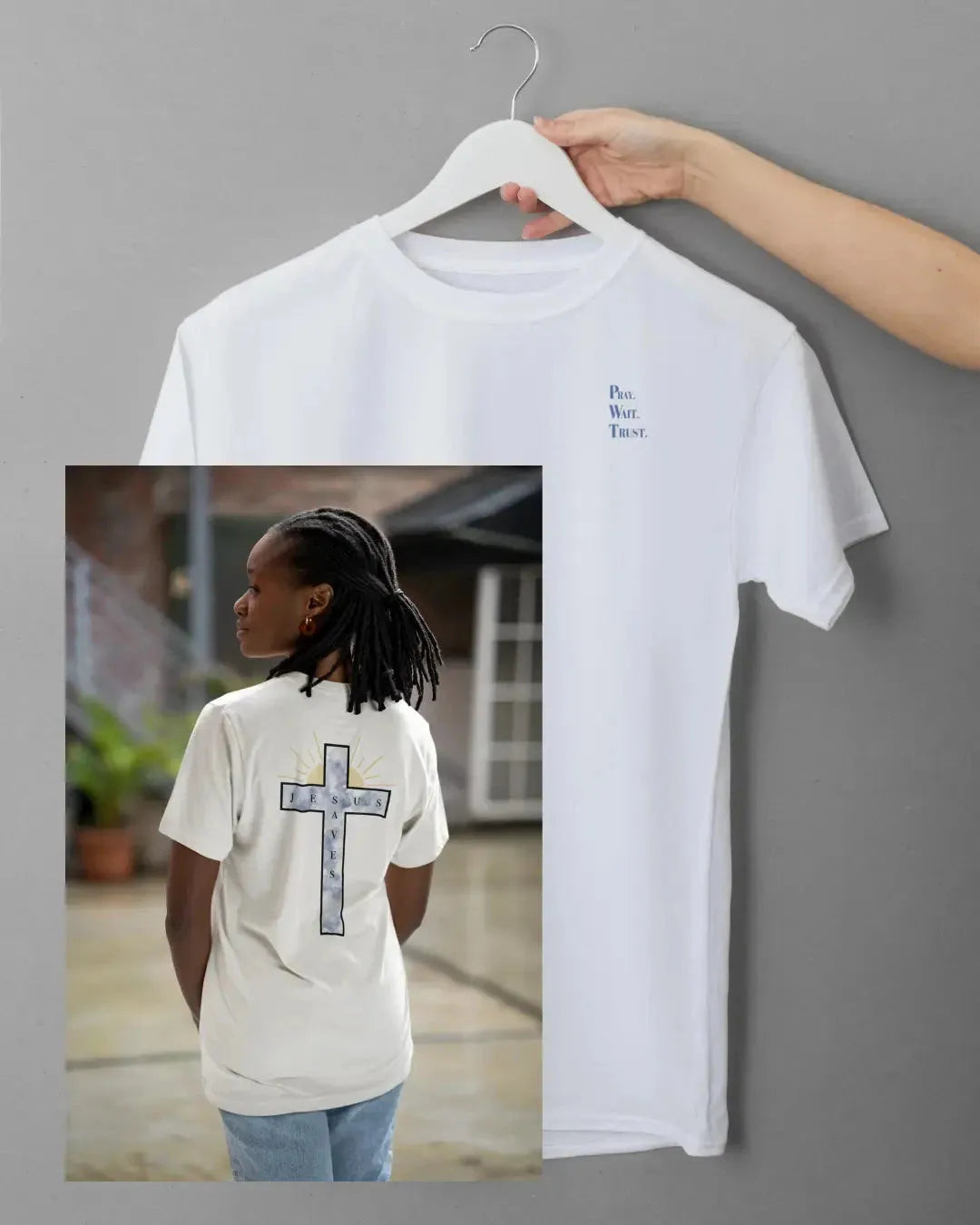 Shirt "Pray Wait Trust" – Jesus Saves T-Shirt Shirt Jesus your light 