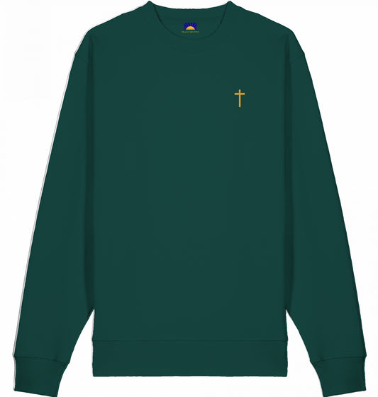 Cross Sweatshirt - goldenes Kreuz - gestickt