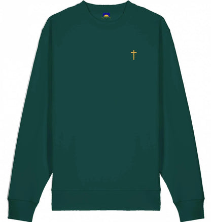 Cross Sweatshirt - goldenes Kreuz - gestickt