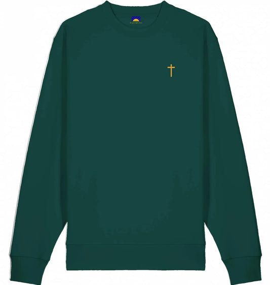 Cross Sweatshirt - goldenes Kreuz - gestickt