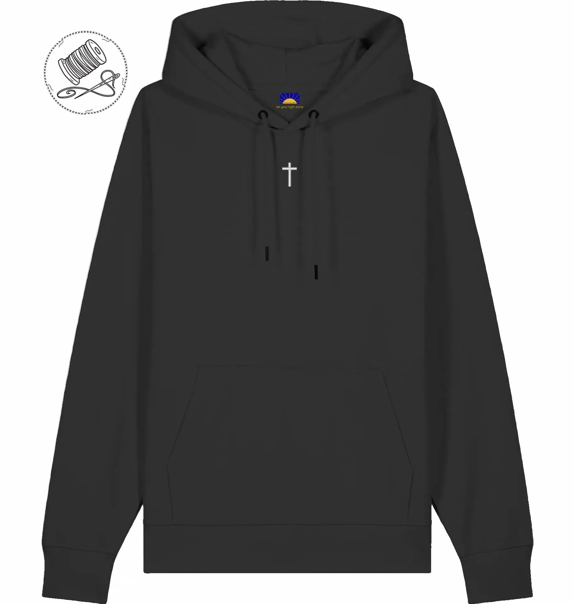 Cross Hoodie - weißes Kreuz - gestickt
