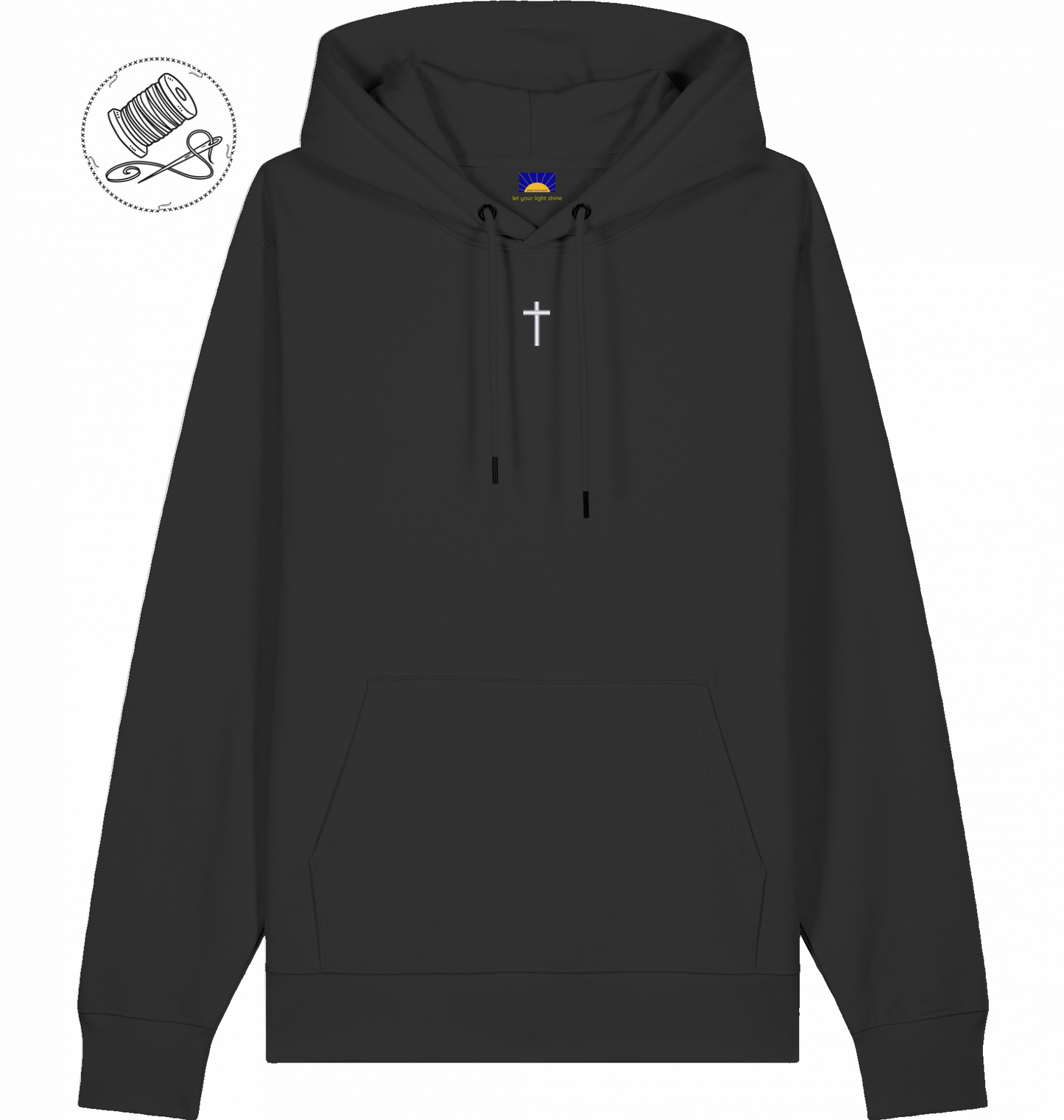 Cross Hoodie - weißes Kreuz - gestickt