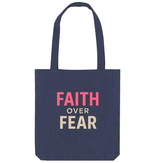 FAITH OVER FEAR - Tragetasche Baumwolltaschen Jesus your light 