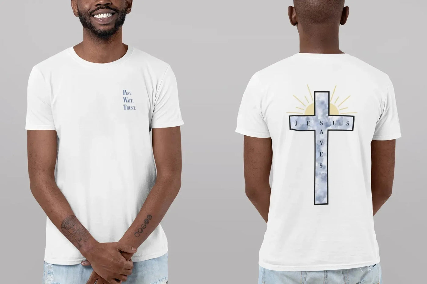 Shirt "Pray Wait Trust" – Jesus Saves T-Shirt Shirt Jesus your light 