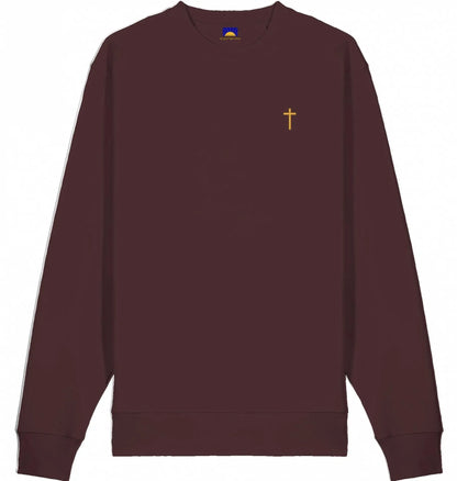 Cross Sweatshirt - goldenes Kreuz - gestickt